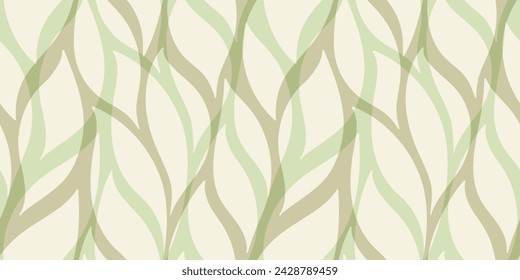 Green leaves seamless vector pattern. Watercolor tea leaf background, textured jungle print