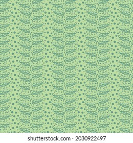 green leaves and seeds seamless vector pattern