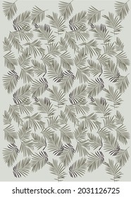 Green leaves set isolated on beiege background. Vector illustration.