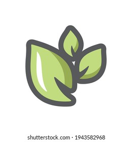 Green Leaves set Vector icon Cartoon illustration