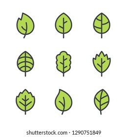 Green leaves set, vector leaf logo design