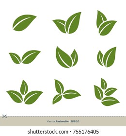 Green Leaves Set Vector Logo Template Illustration Design. Vector EPS 10.