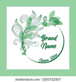 Green Leaves Shaped Logo Design Vector Template