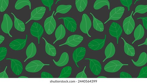 Patrón de espinacas de hojas verdes. Patrón sin costuras de hojas verdes para textiles, manteles, telas, fondos de pantalla


