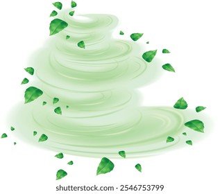 Grüne Blätter im Spritzer. 3D realistische transparente Blätter 
mit Tropfen bespritzt.
