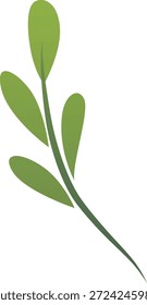 Grüne Blätter Frühling Vektor flaches Symbol. Botanisches florales Gestaltungselement einzeln auf Weiß. Natürliche frische duftende Kräuter, Geschmack Laub. Sommer Natur Pflanze Zweig Dekoration. Öko-Zeichen