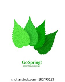 Green leaves spring minimalistic background