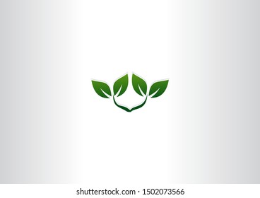 green leaves and stalks vector logo design