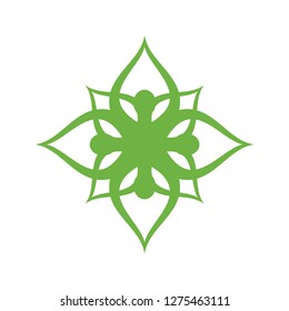 Green Leaves Star Flower Logo design,logo leaf vector,yoga logo