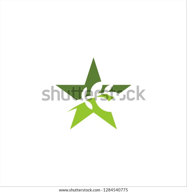 Green Leaves Star Flower Logo Designlogo Stock Vector Royalty