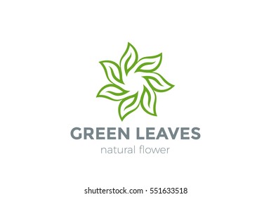 Green Leaves Star Logo design vector template