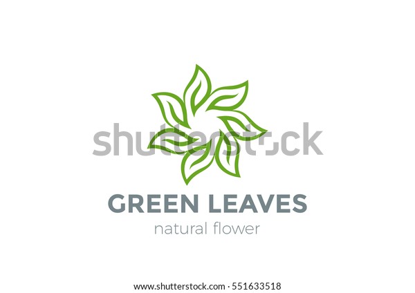 Green Leaves Star Logo Design Vector Stock Vector Royalty Free