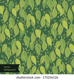 Green leaves surface texture. Seamless background with green leaves