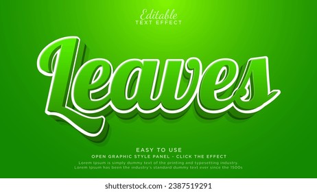 Green leaves text effect. Editable nature text effect