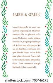 Green leaves text poster template, vector
