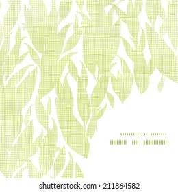 Green leaves textile texture frame corner pattern background