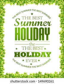 Green leaves texture and  typography elements elements for Summer Holidays/ calligraphic designs/ ornaments / labels