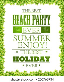 Green leaves texture and  typography elements elements for Summer Holidays/ calligraphic designs/ ornaments / labels