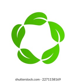 Green leaves tree nature eco icon logo circle flat vector design