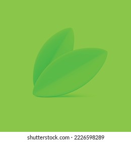 Green leaves tree plant eco botanical minimalist decor element 3d icon realistic vector illustration. Bio foliage wild botany fresh flora garden park forest nature environment ecology leaves design