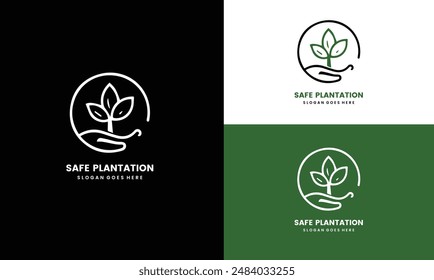 Green leaves tree plantation ecological care business logo.