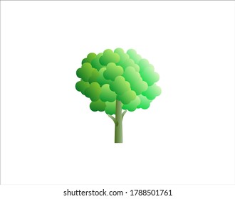 Hojas verdes de un vector de árbol al estilo de dibujos animados