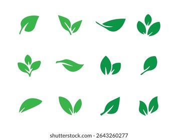 Green leaves of trees and plants. Leaves icon. Environment and nature symbol. Illustration eps 10