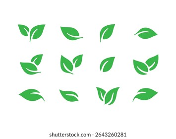 Green leaves of trees and plants. Leaves icon. Environment and nature symbol. Illustration eps 10