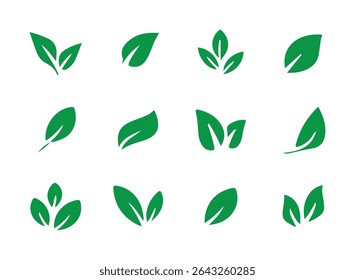 Green leaves of trees and plants. Leaves icon. Environment and nature symbol. Illustration eps 10