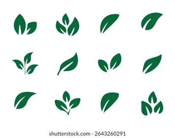 Green leaves of trees and plants. Leaves icon. Environment and nature symbol. Illustration eps 10