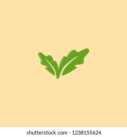Green leaves with two lines cut in the middle of a simple logo design inspiration