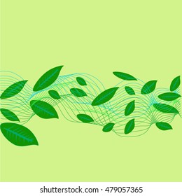 green leaves  Vector flying leaves abstract background