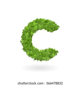 green leaves vector illustration of letter c of green leaves organic eco logo green leaves colour weed summer earth grass texture vines world isolated spring season foliage natural ecosystem sprout pu