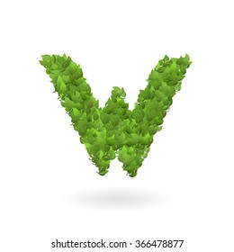 green leaves vector illustration of letter w of green leaves organic eco logo green leaves color coloration vine summer earth pasture texture vines world isolated spring season foliage natural ecosyst