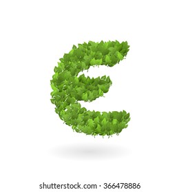 green leaves vector illustration of letter e of green leaves organic eco logo green leaves color coloration shrub summer scenery pasture texture climber world isolated spring season foliage natural ea