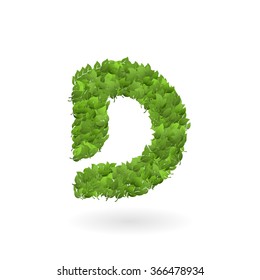 green leaves vector vector illustration of letter d of green leaves organic eco logo green leaves vector colour color shrub summertime scenery pasture texture vine world isolated spring season foliage