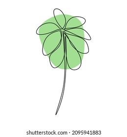 Green leaves vector illustration. Line art