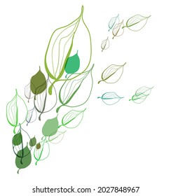 green leaves vector line bright colorful card background