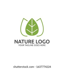 Green leaves vector logo design