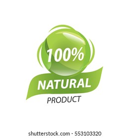 Green leaves vector logo for organic, natural, eco or bio products, isolated on white background, transparent ball