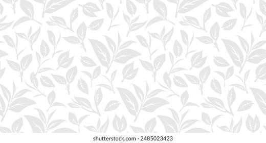 green leaves vector pattern background. Green tea leaf seamless pattern. tea leaves pattern background. seamless patterns with green leaves of tea.