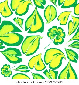 Green leaves vector seamless pattern. Foliage and quatrefoil texture for cloth print, wrapping, fabric, textile