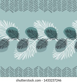 Green leaves vector seamless pattern