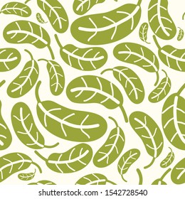 Green leaves vector seamless pattern. Textile design.