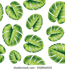 Green Leaves Vector Seamless Repeat Pattern in Ai.