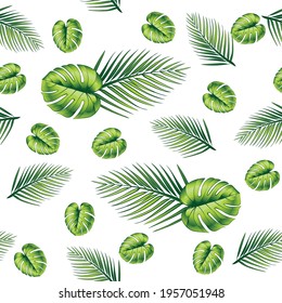 Green Leaves Vector Seamless Repeat Pattern 