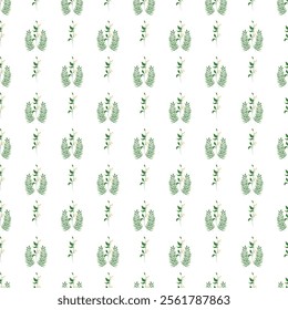 Green Leaves Vector Seamless Repeat Pattern.