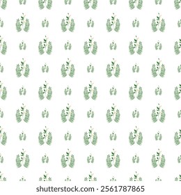 Green Leaves Vector Seamless Repeat Pattern.