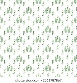 Green Leaves Vector Seamless Repeat Pattern.