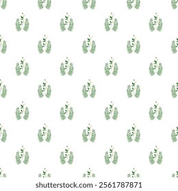 Green Leaves Vector Seamless Repeat Pattern.